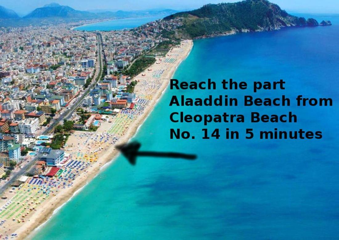 Palm Beach Cleopatra House, Beautiful Private Apartment Just 300 Meters To Cleopatra Beach 14 With Umbrellas, Bikes And Many Extras Included! Alanya Exteriér fotografie